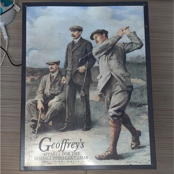 Geoffrey's Apparel For The Distinguished Gentleman Vintage Metal Golfer Sign - Picture 2 of 12